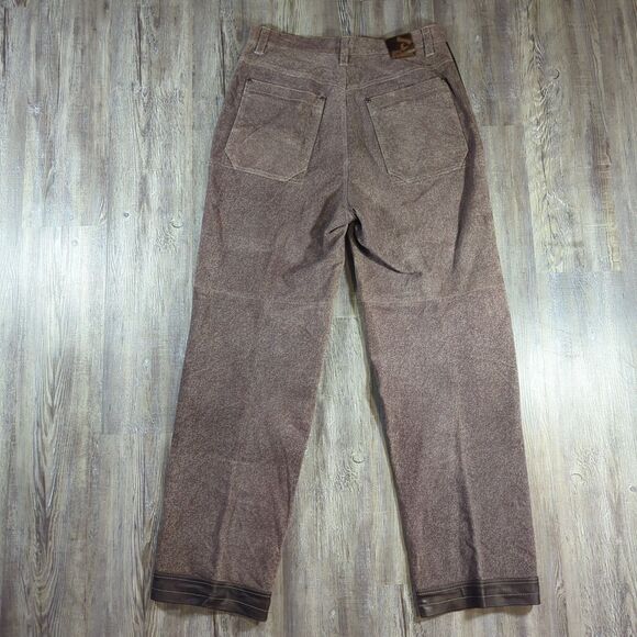 89 Davoucci Mens Loose Fit Heavy Duty Leather Jean Pant 34 X 34 Brown Vintage - Picture 9 of 16